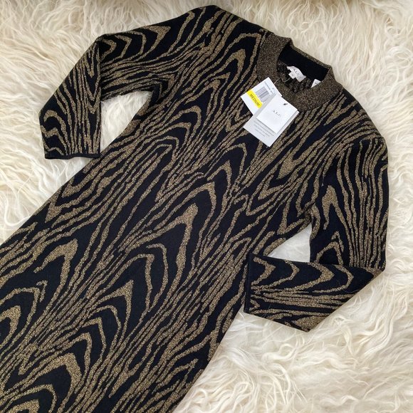 ALC ZIGGY METALLIC CREW NECKLINE SHEATH DRESS